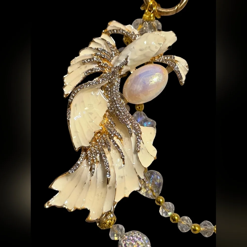 Elegant Gold and Cream Koi Fish Bag Charm
